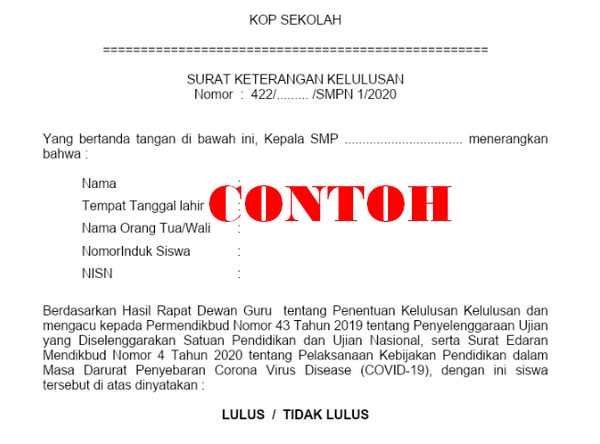 Detail Contoh Surat Keterangan Lulus Smp Nomer 11