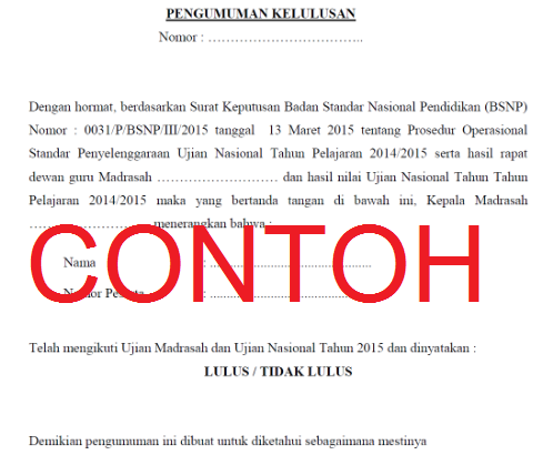 Detail Contoh Surat Keterangan Lulus Smp Nomer 46