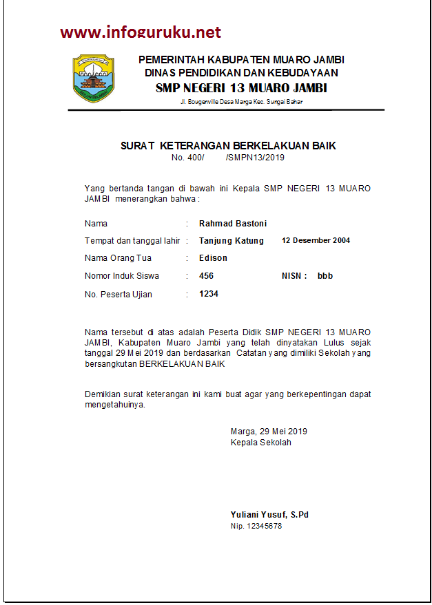 Detail Contoh Surat Keterangan Lulus Smp Nomer 53