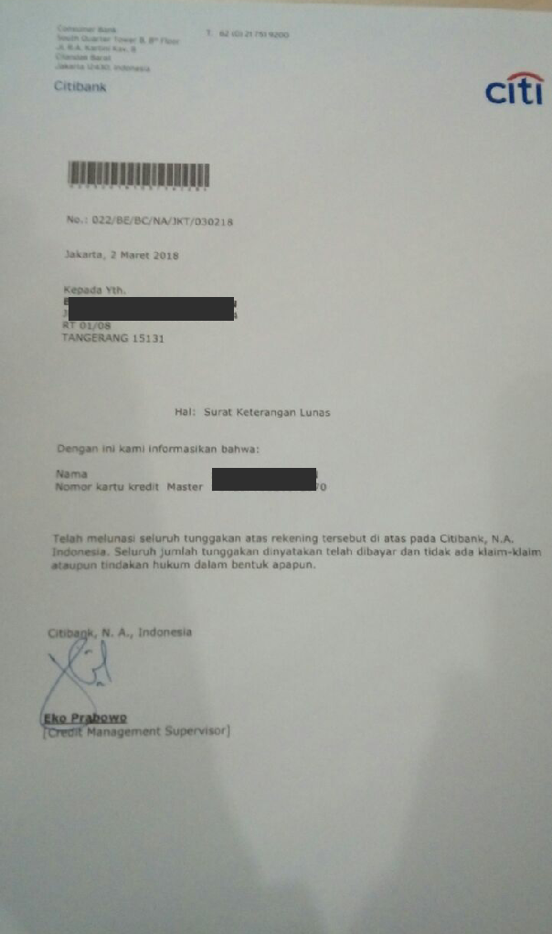 Detail Contoh Surat Keterangan Lunas Kredit Dari Bank Nomer 3