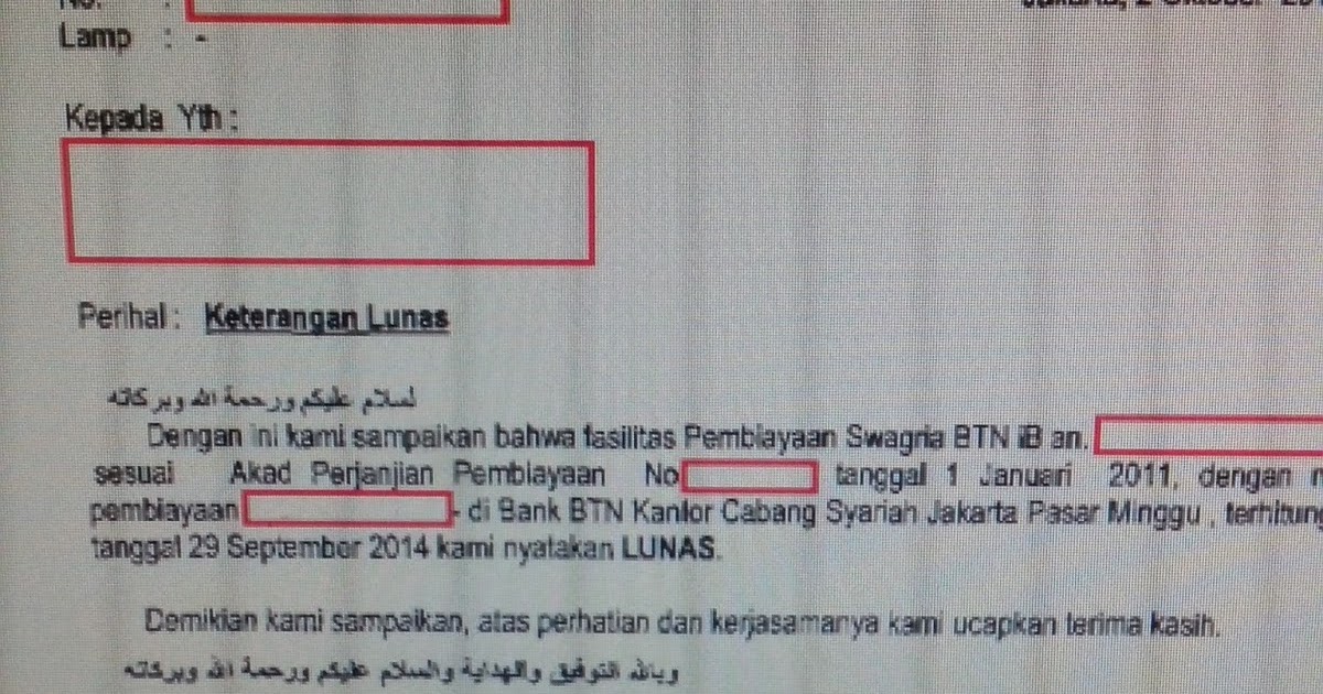 Detail Contoh Surat Keterangan Lunas Kredit Dari Bank Nomer 22