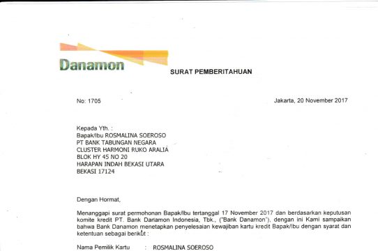 Detail Contoh Surat Keterangan Lunas Kredit Dari Bank Nomer 53