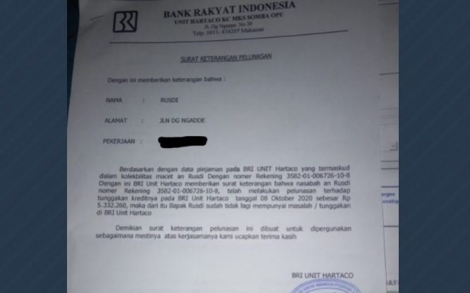 Detail Contoh Surat Keterangan Lunas Pinjaman Bank Bri Nomer 8