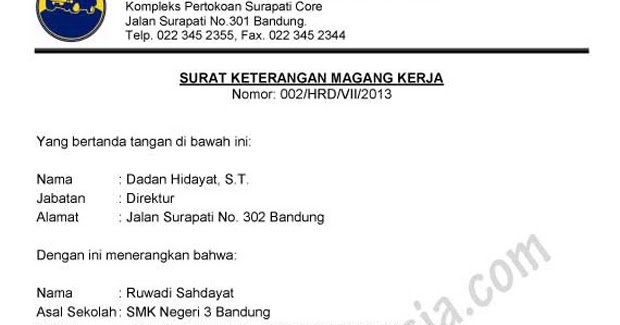 Detail Contoh Surat Keterangan Magang Nomer 51