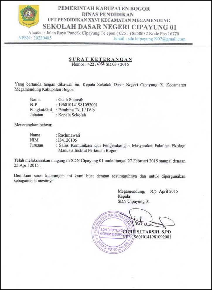 Detail Contoh Surat Keterangan Magang Dari Kampus Nomer 26