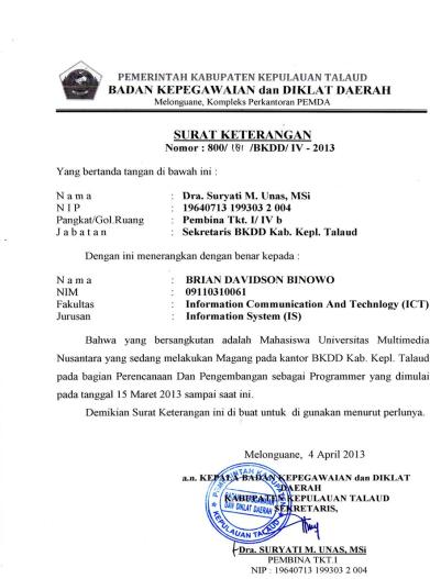 Detail Contoh Surat Keterangan Magang Mahasiswa Dari Perusahaan Nomer 11