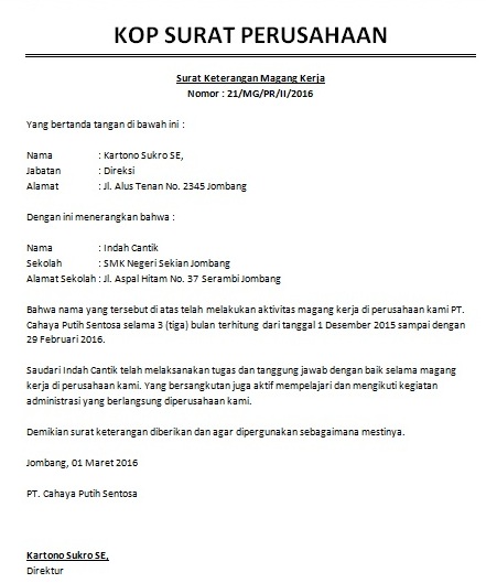 Detail Contoh Surat Keterangan Magang Mahasiswa Dari Perusahaan Nomer 6