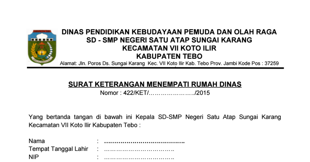 Detail Contoh Surat Keterangan Menempati Rumah Dinas Nomer 12