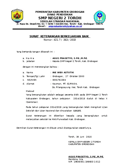 Detail Contoh Surat Keterangan Mengikuti Ujian Nasional Nomer 17