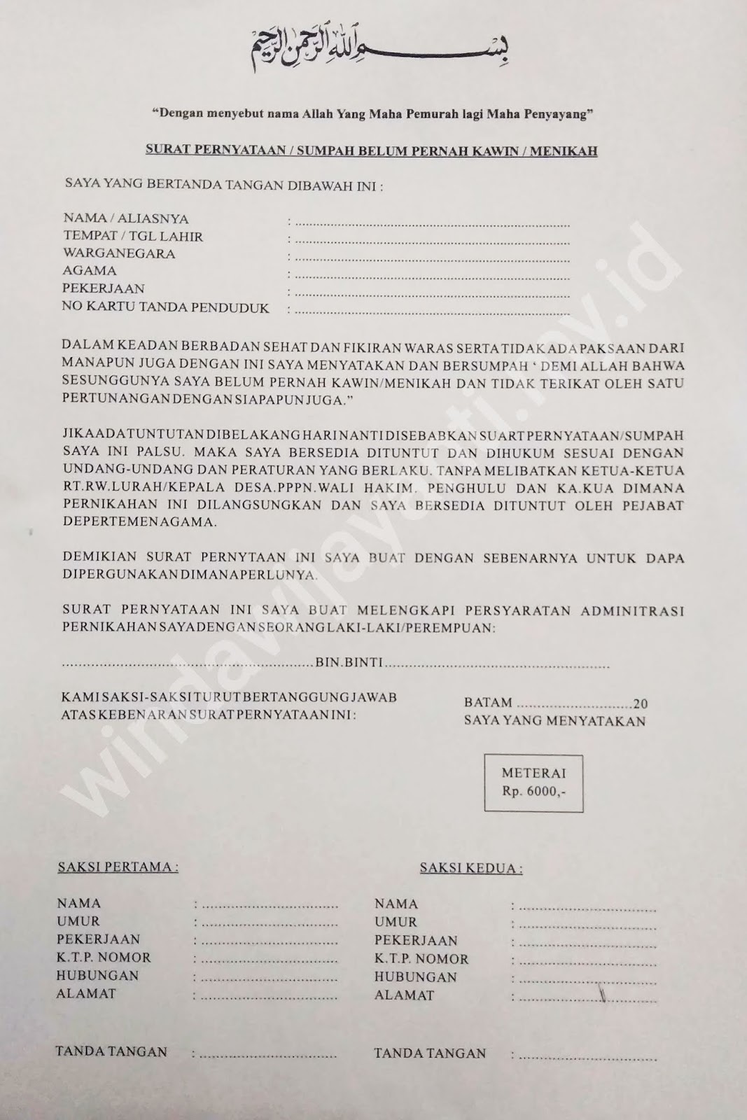 Detail Contoh Surat Keterangan Nikah Dari Rt Nomer 39