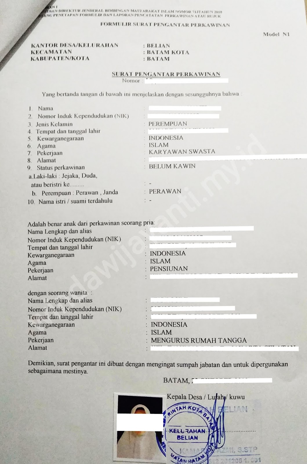 Detail Contoh Surat Keterangan Nikah Dari Rt Nomer 40