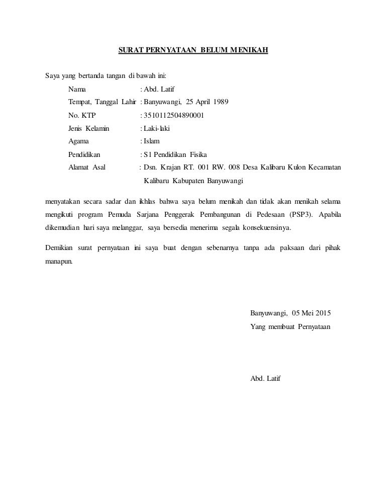 Detail Contoh Surat Keterangan Nikah Dari Rt Nomer 48