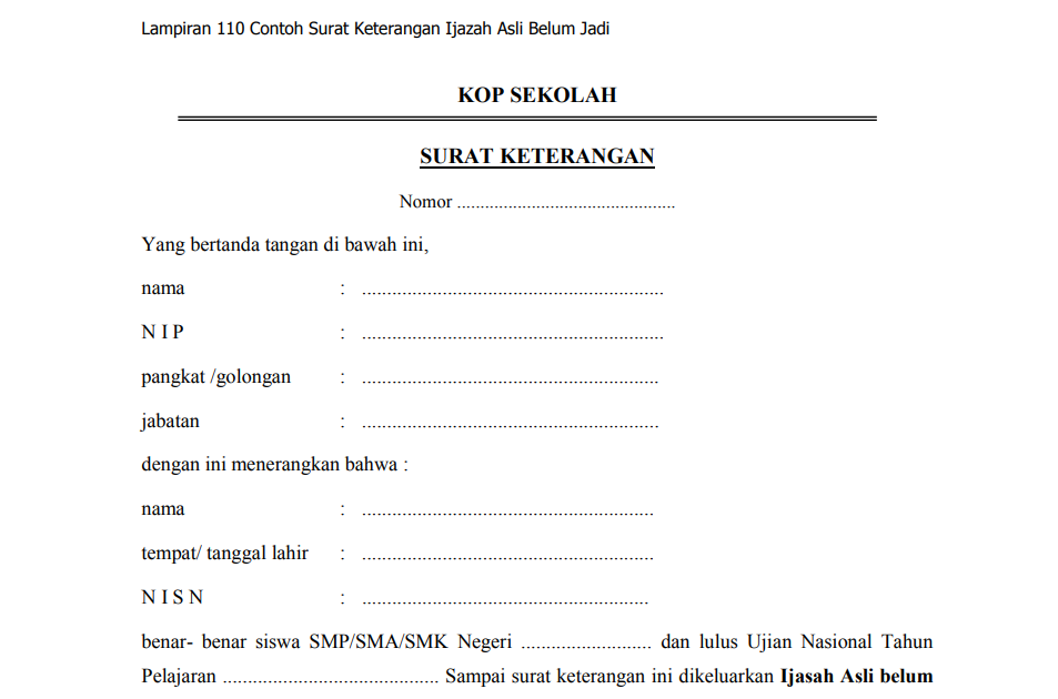 Detail Contoh Surat Keterangan Nisn Nomer 52