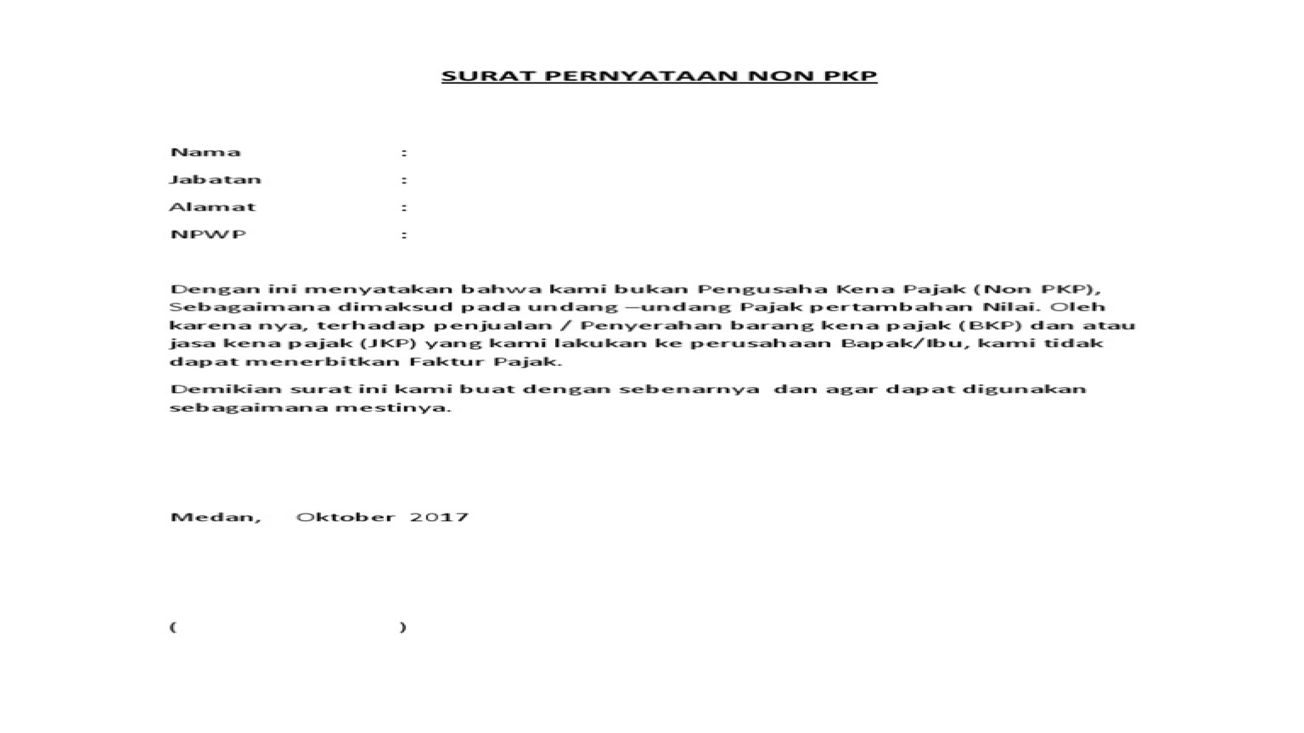 Detail Contoh Surat Keterangan Non Pkp Nomer 16