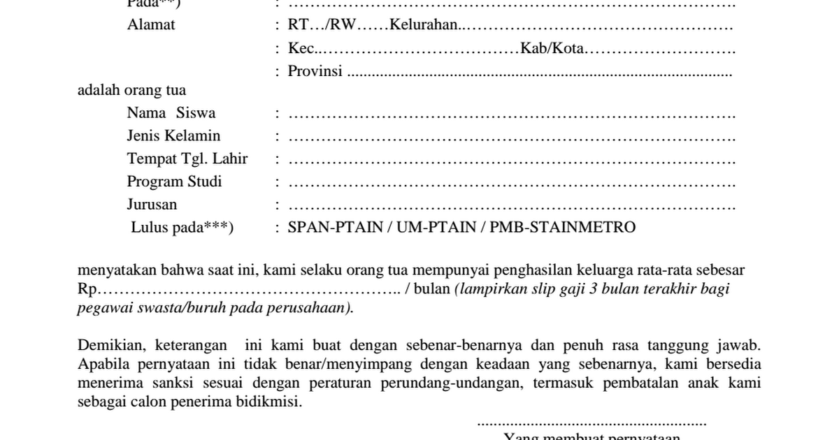 Detail Contoh Surat Keterangan Pekerjaan Orang Tua Nomer 42