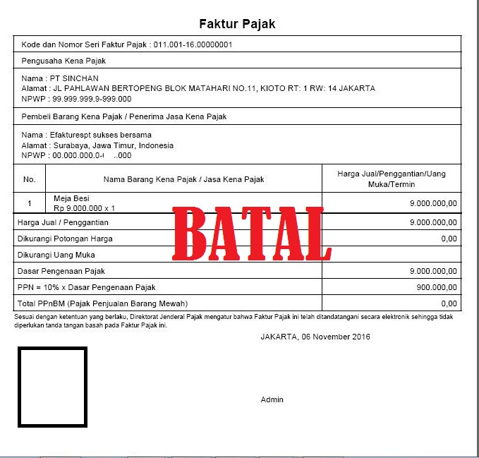 Detail Contoh Surat Keterangan Pembatalan Faktur Pajak Nomer 37