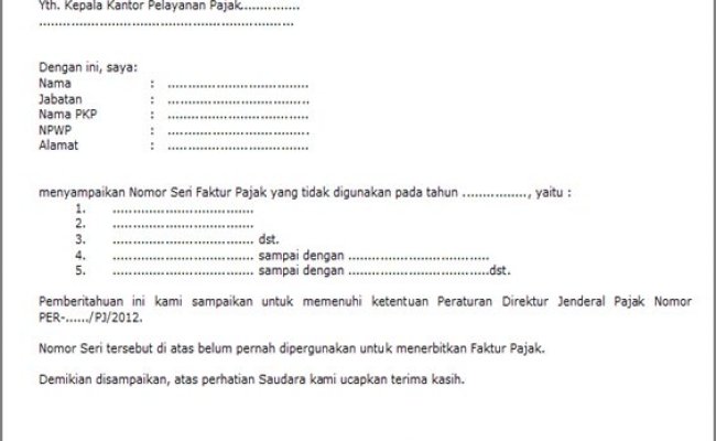 Detail Contoh Surat Keterangan Pembatalan Faktur Pajak Nomer 44