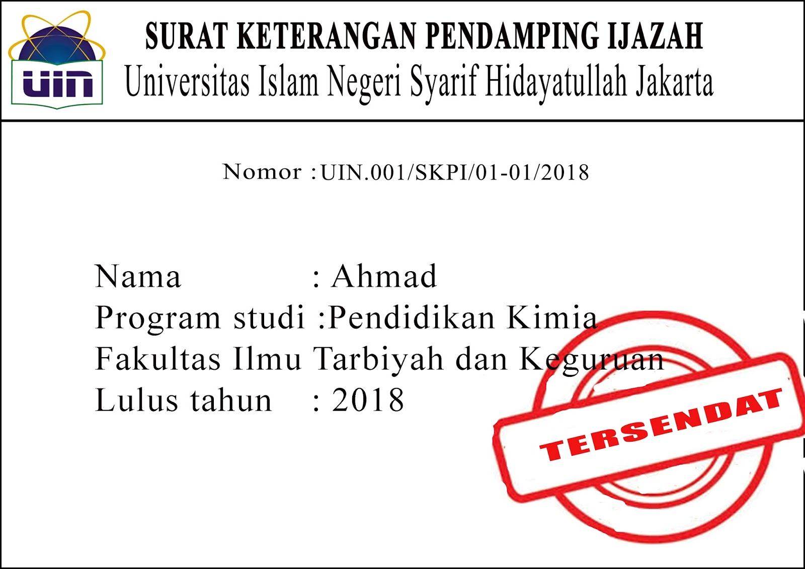 Download Contoh Surat Keterangan Pendamping Ijazah Nomer 12