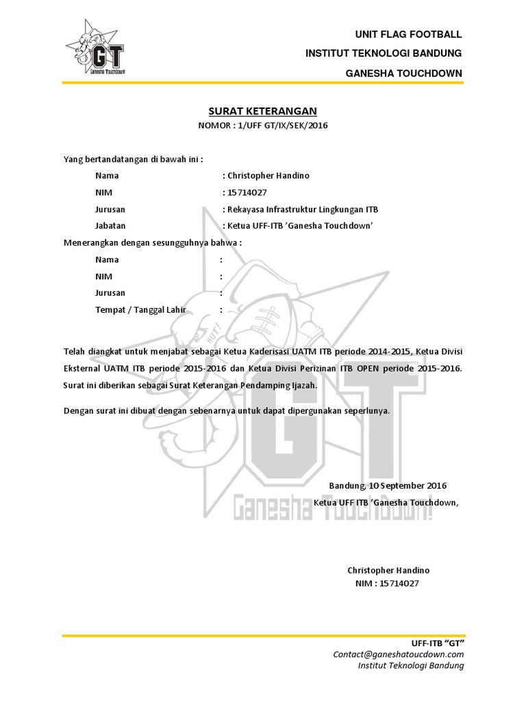 Detail Contoh Surat Keterangan Pendamping Ijazah Nomer 2