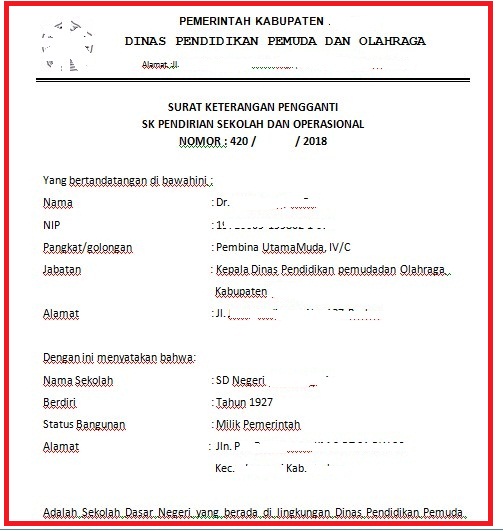 Detail Contoh Surat Keterangan Pendirian Sekolah Nomer 2