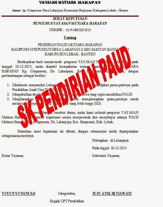 Detail Contoh Surat Keterangan Pendirian Sekolah Nomer 4