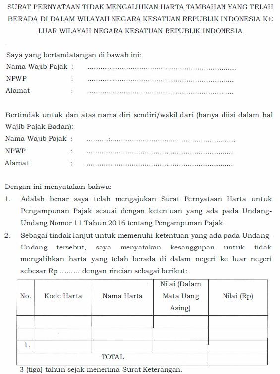 Detail Contoh Surat Keterangan Pengampunan Pajak Nomer 10