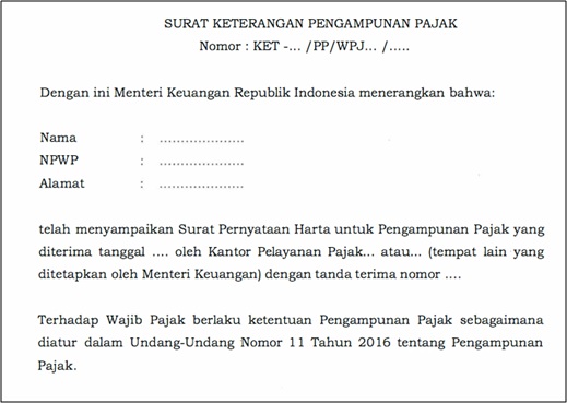 Detail Contoh Surat Keterangan Pengampunan Pajak Nomer 12