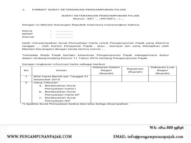 Download Contoh Surat Keterangan Pengampunan Pajak Nomer 21