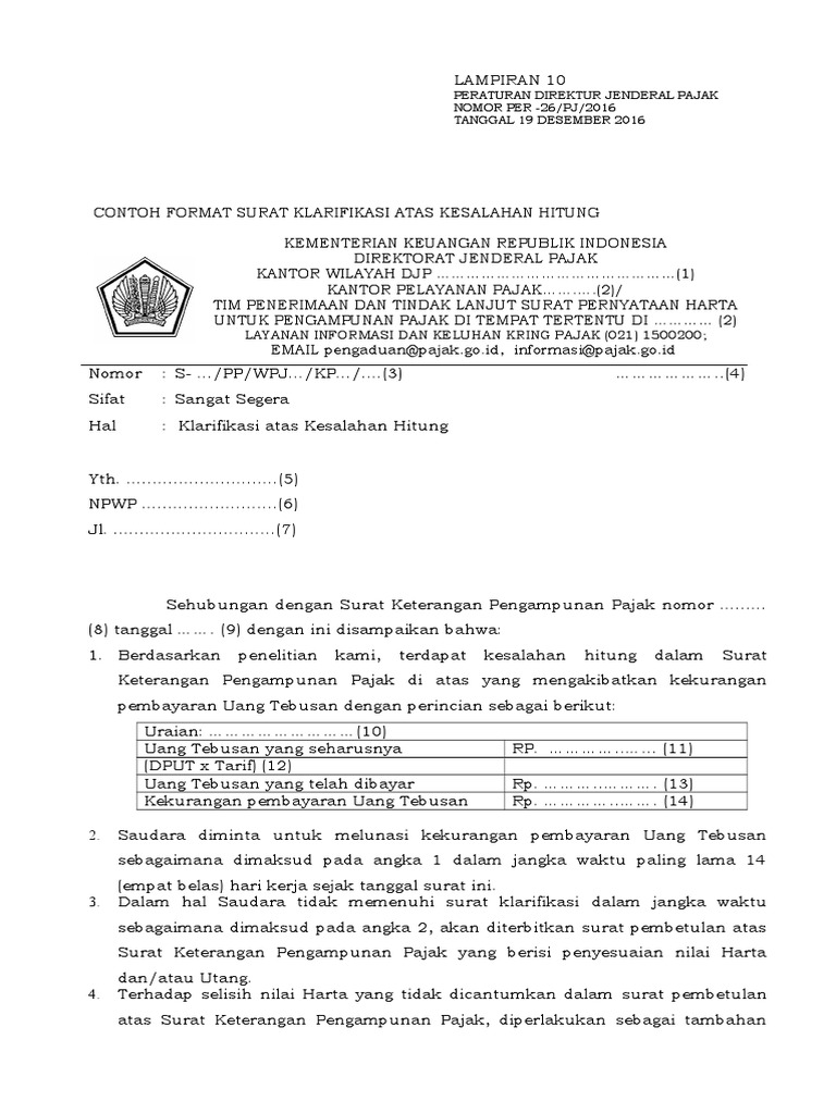 Detail Contoh Surat Keterangan Pengampunan Pajak Nomer 28