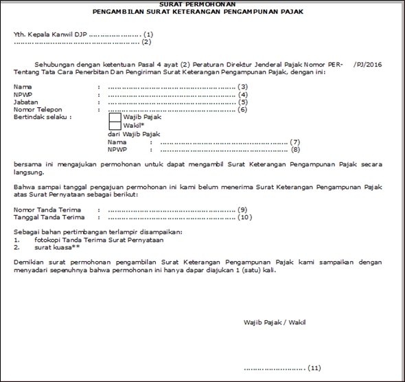 Detail Contoh Surat Keterangan Pengampunan Pajak Nomer 5