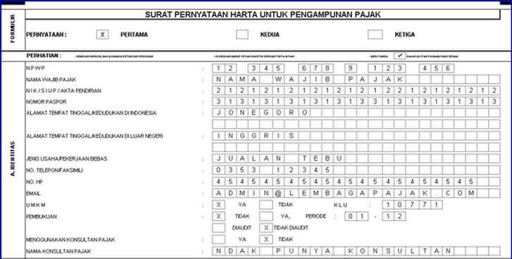 Detail Contoh Surat Keterangan Pengampunan Pajak Nomer 45