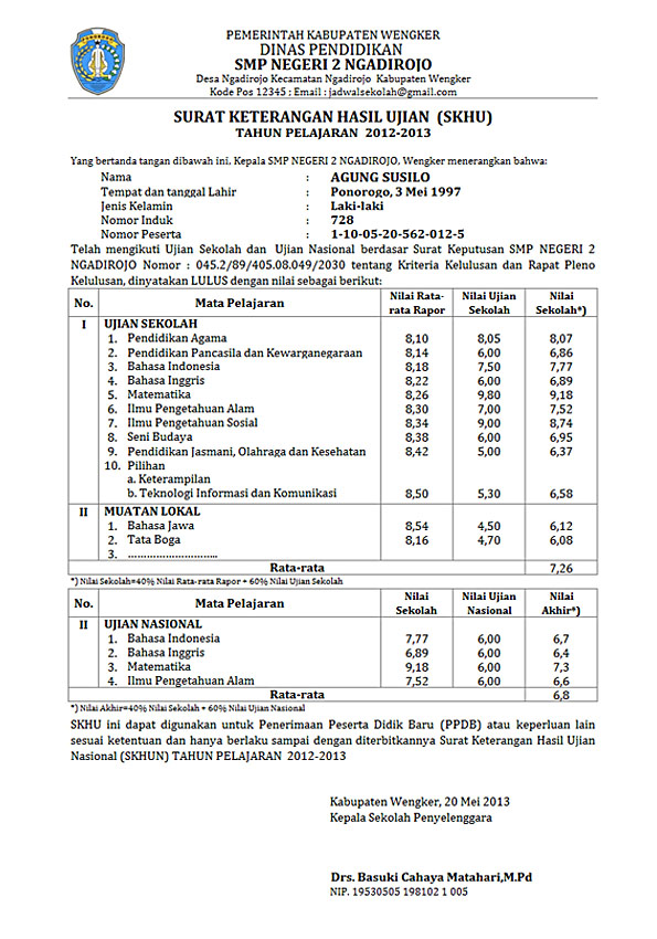Detail Contoh Surat Keterangan Pengganti Raport Nomer 28