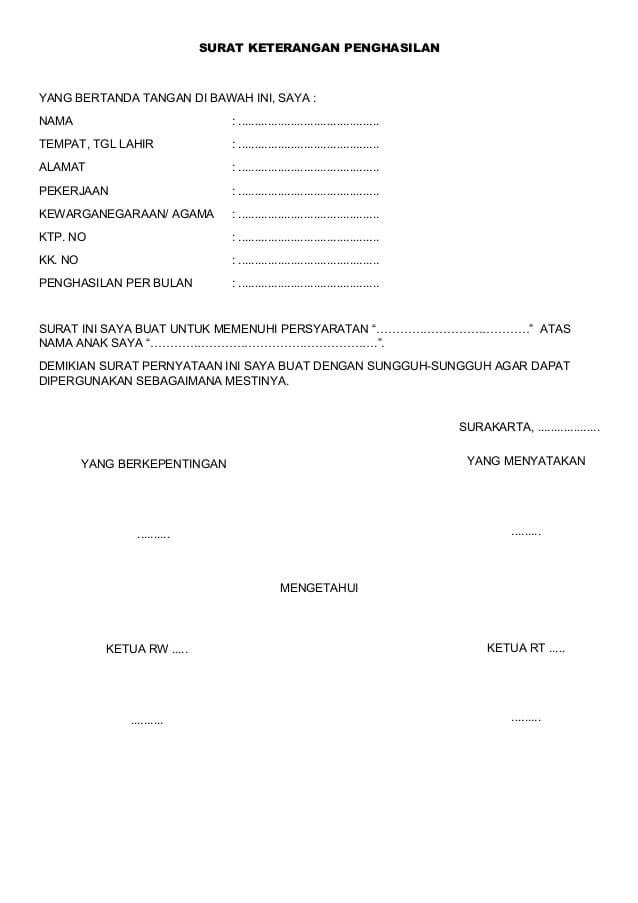 Detail Contoh Surat Keterangan Penghasilan Wirausaha Nomer 6