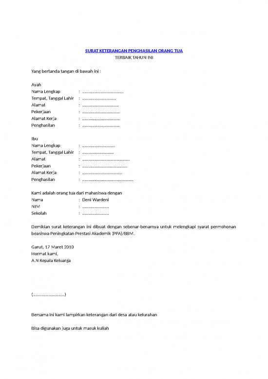 Detail Contoh Surat Keterangan Penghasilan Wirausaha Nomer 54