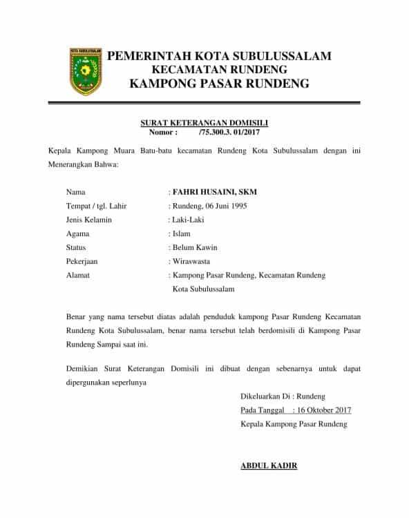 Detail Contoh Surat Keterangan Penghasilan Wirausaha Nomer 55