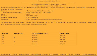 Detail Contoh Surat Keterangan Peringkat Kelas Nomer 19