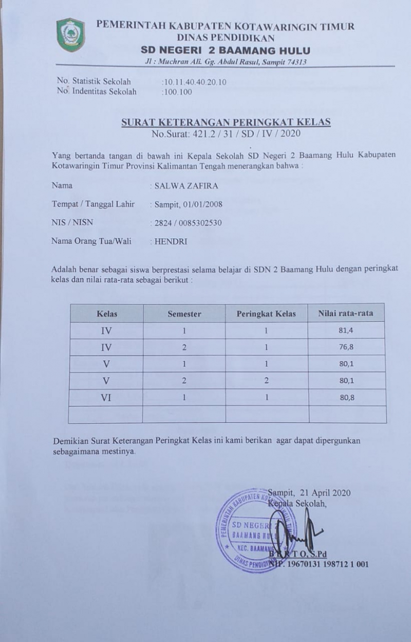 Detail Contoh Surat Keterangan Peringkat Kelas Nomer 22