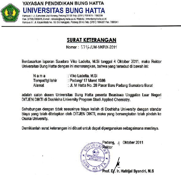Detail Contoh Surat Keterangan Pindah Kuliah 2010 Nomer 20