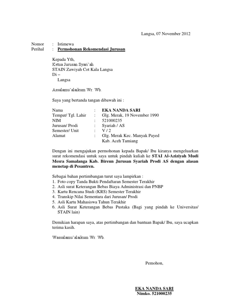 Detail Contoh Surat Keterangan Pindah Kuliah 2010 Nomer 10