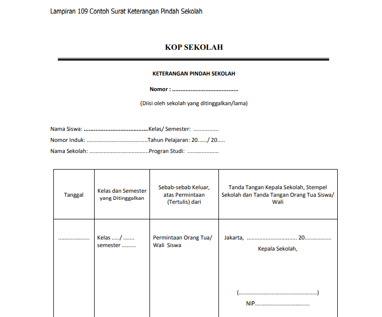 Detail Contoh Surat Keterangan Pindah Sekolah Nomer 34