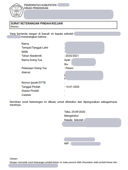 Detail Contoh Surat Keterangan Pindah Sekolah Tk Nomer 55