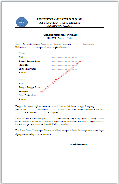 Detail Contoh Surat Keterangan Pindah Tempat Tinggal Nomer 11