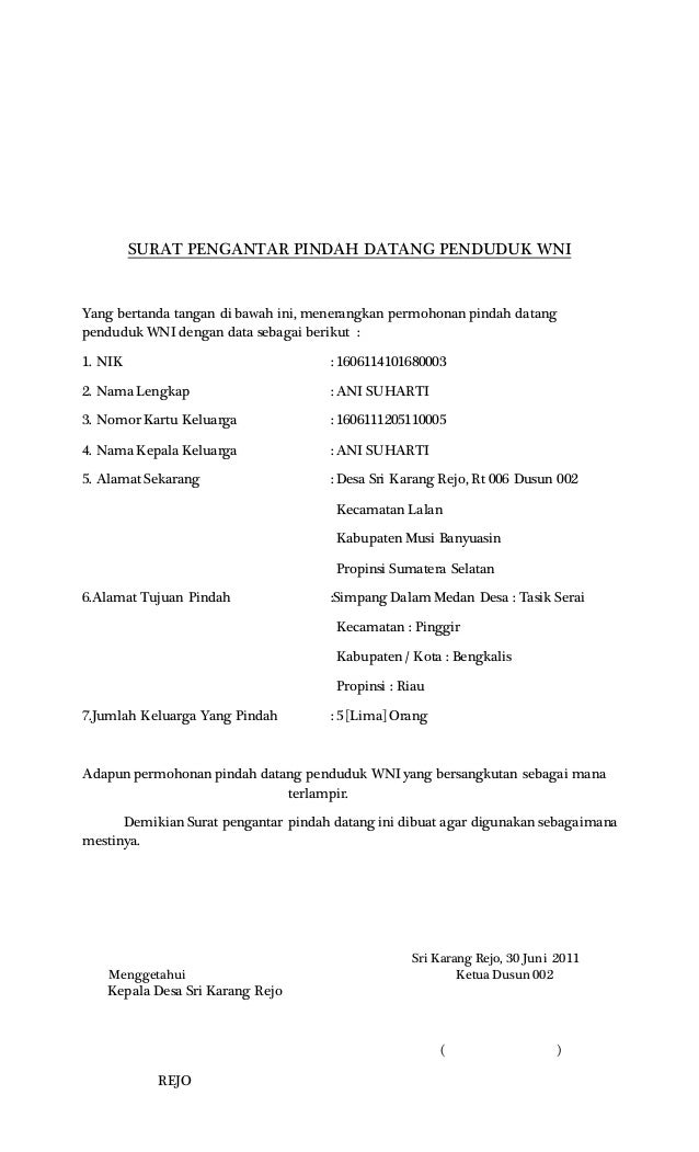 Detail Contoh Surat Keterangan Pindah Tempat Tinggal Nomer 24