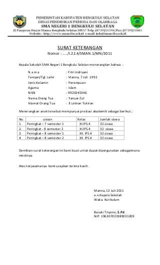 Detail Contoh Surat Keterangan Prestasi Siswa Nomer 25