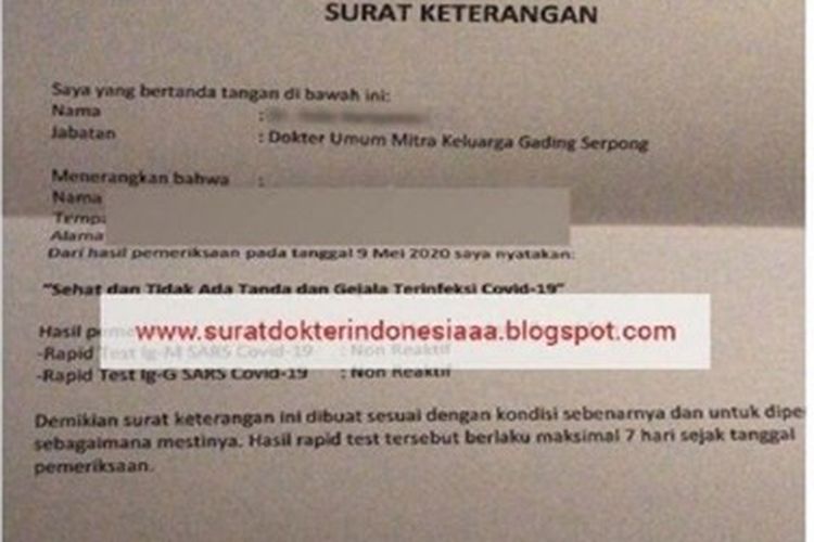 Detail Contoh Surat Keterangan Rapid Test Nomer 50