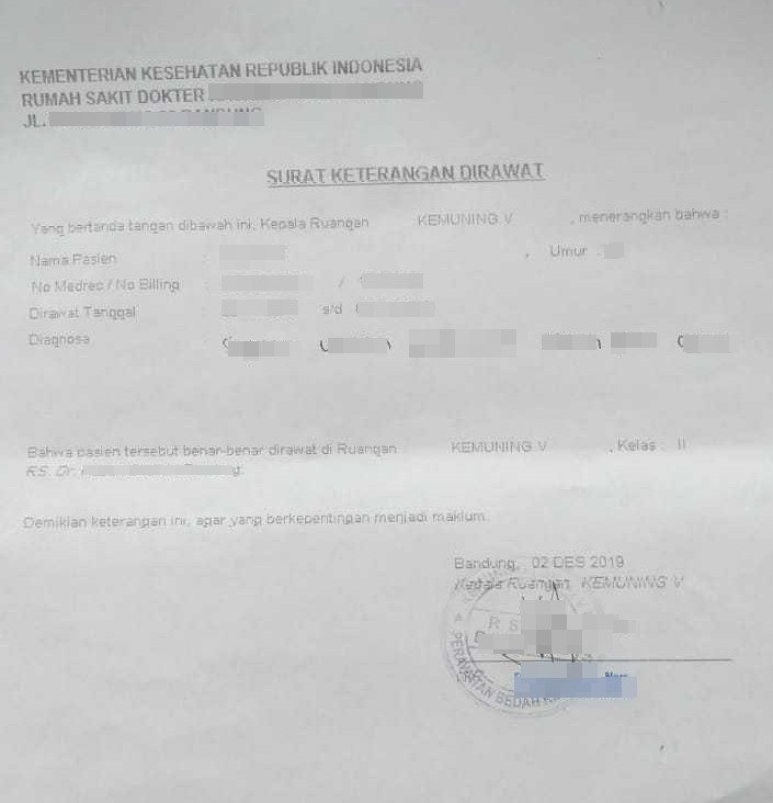 Detail Contoh Surat Keterangan Rawat Inap Rumah Sakit Nomer 32