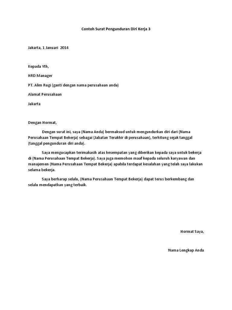 Detail Contoh Surat Keterangan Resign Dari Perusahaan Nomer 16