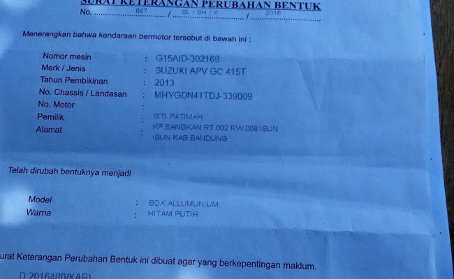 Detail Contoh Surat Keterangan Rubah Bentuk Dari Bengkel Nomer 31