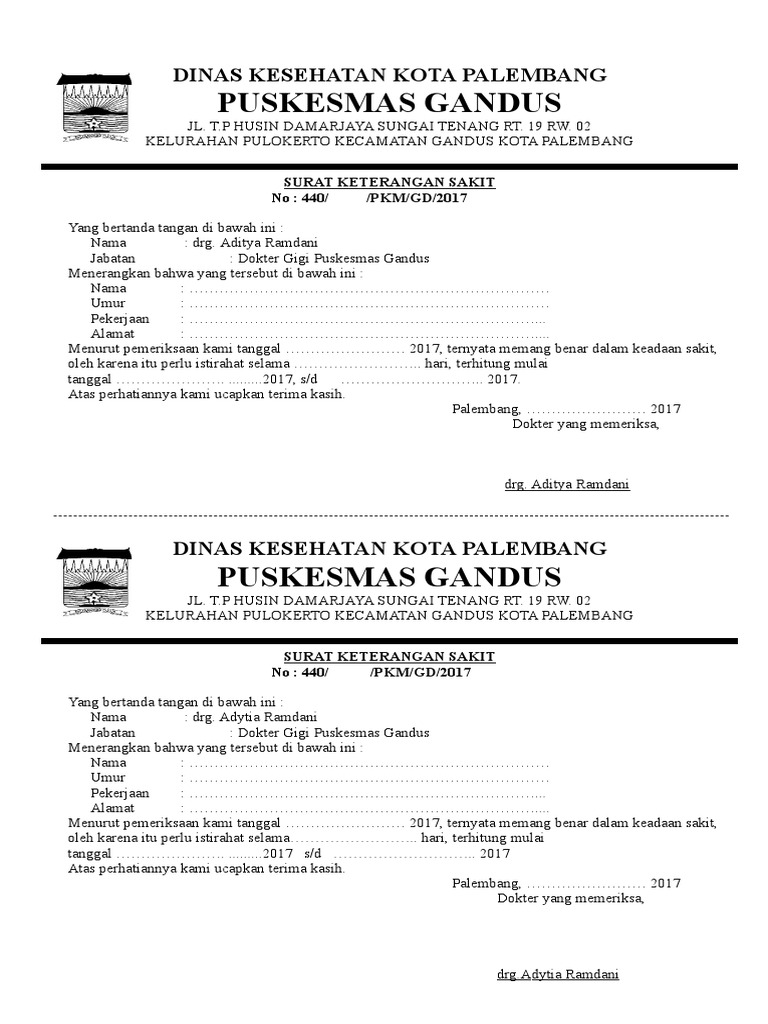 Detail Contoh Surat Keterangan Sakit Nomer 50