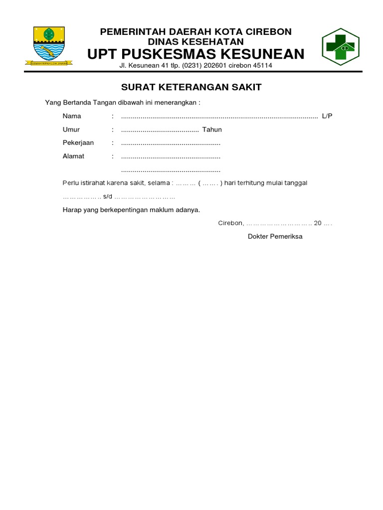 Detail Contoh Surat Keterangan Sakit Dari Puskesmas Nomer 3